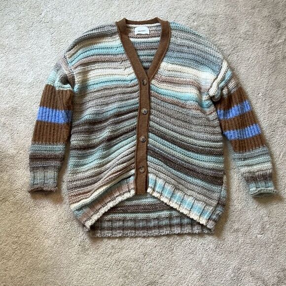 Sita Murt Women's Multi-Color Striped Wool Blend Knit Cardigan Sweater Size 40 - Picture 1 of 7